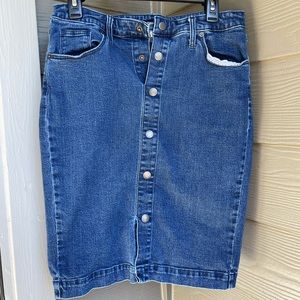 Universal Thread Jean Denim Knee Length Button Down Skirt